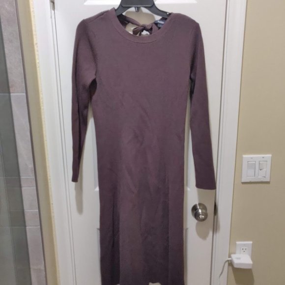 Sabie Brown Long-Sleeve Knit Dress, Size M - Picture 2 of 4